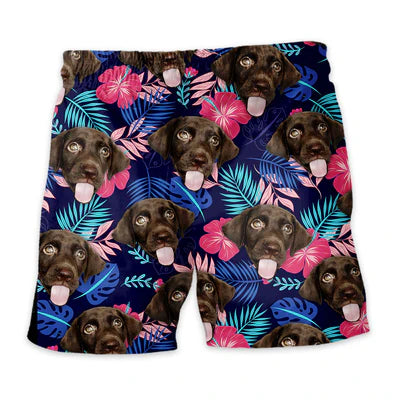 Personalize Pet Hawaiian Shirt Set, Tropical Leaves Hibiscus Floral Custom Dog Face Hawaiian Shirts and Short Set, Gift For Pet Lover