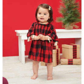 Mud Pie Baby Girls Christmas Alpine Village Smocked Buffalo Check Dress