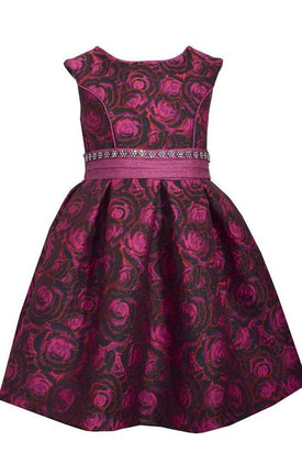 Bonnie Jean Girls Fuchsia Floral Brocade Dress