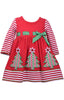 Bonnie Jean Little Girls Christmas Tree Ribbon Babydoll Dress