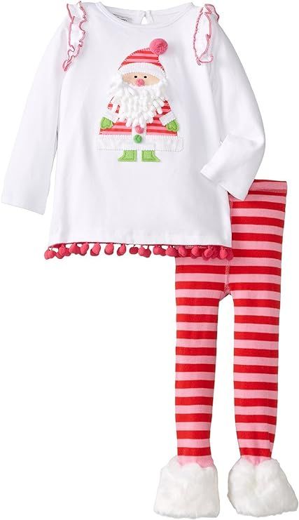 Mud Pie Baby Girls Christmas Holdiday Santa Tunic Fur Legging Set