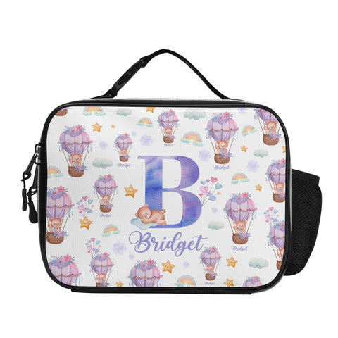 Image of Personalized Kids Backpack and Lunch Box Set, Custom Initial Hot Air Balloon Backpack With Lunch Box, School Backpacks Matching Combo