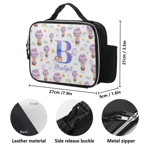 Image of Personalized Kids Backpack and Lunch Box Set, Custom Initial Hot Air Balloon Backpack With Lunch Box, School Backpacks Matching Combo