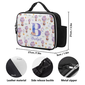 Personalized Kids Backpack and Lunch Box Set, Custom Initial Hot Air Balloon Backpack With Lunch Box, School Backpacks Matching Combo