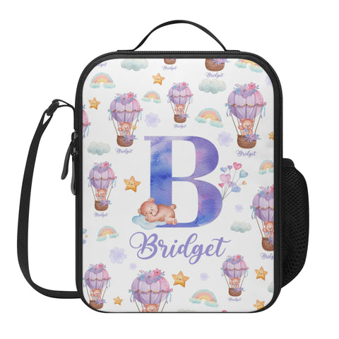 Image of Personalized Kids Backpack and Lunch Box Set, Custom Initial Hot Air Balloon Backpack With Vertical Lunch Box, School Backpacks Matching