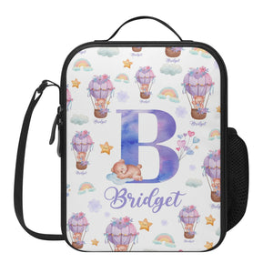 Personalized Kids Backpack and Lunch Box Set, Custom Initial Hot Air Balloon Backpack With Vertical Lunch Box, School Backpacks Matching