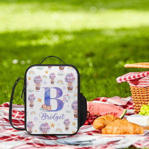 Personalized Kids Backpack and Lunch Box Set, Custom Initial Hot Air Balloon Backpack With Vertical Lunch Box, School Backpacks Matching