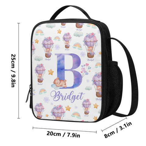 Image of Personalized Kids Backpack and Lunch Box Set, Custom Initial Hot Air Balloon Backpack With Vertical Lunch Box, School Backpacks Matching