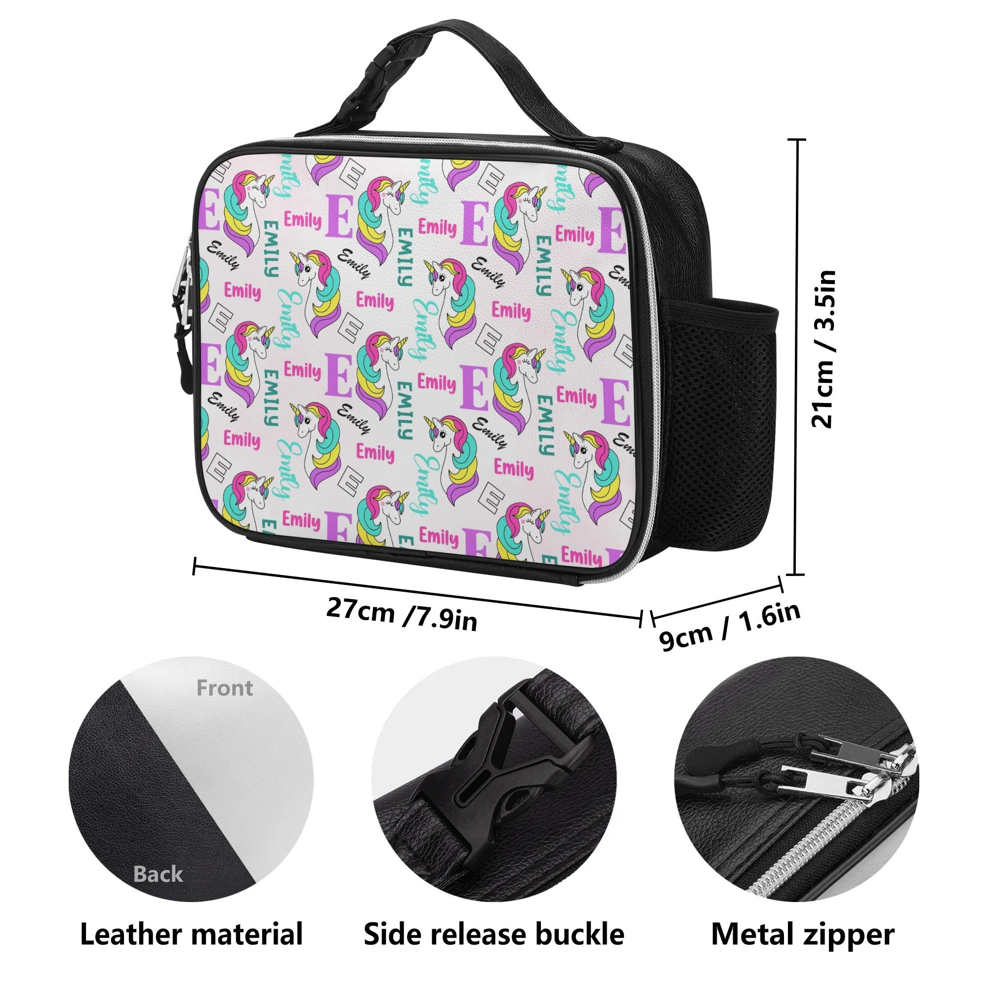 Personalized Kids Backpack and Lunch Box Set, Custom Unicorn Girls Pattern Backpack With Lunch Box, School Backpacks Matching Combo