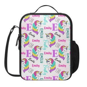 Personalized Kids Backpack and Lunch Box Set, Custom Unicorn Girls Pattern Backpack With Vertical Lunch Box, School Backpacks Matching