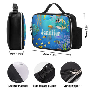 Personalized Kids Backpack and Lunch Box Set, Custom Name Sea Animals Backpack With Lunch Box, School Backpacks Matching Combo