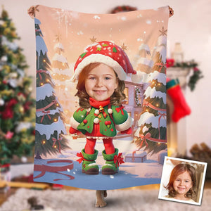 USA Printed Custom Blanket, Baby Girl Christmas Blanket, Personalized Blanket, Baby Christmas Blanket, Custom Photo Blanket, Baby Girl Blanket, Girl Santa Hat Blanket, Girl Blanket, Baby Shower Gift Sherpa Blanket, Fleece Blanket