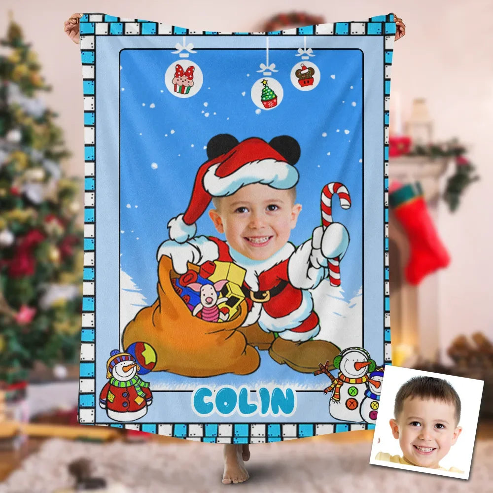 Personalized Baby Santa Custom Photo Blanket, Santa Christmas Blanket, Baby Santa Blanket, Baby Christmas Blanket, Christmas Gift