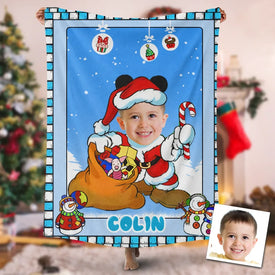 Personalized Baby Santa Custom Photo Blanket, Santa Christmas Blanket, Baby Santa Blanket, Baby Christmas Blanket, Christmas Gift