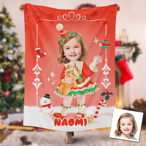 USA Printed Custom Blanket, Baby Girl Christmas Blanket, Personalized Blanket, Baby Christmas Blanket, Custom Name And Photo Blanket, Girl Blanket, Baby Shower Gift, Christmas Sherpa Blanket, Fleece Blanket