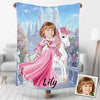 Personalized Baby Girl And Unicorn Custom Photo Blanket, Pink Unicorn Blanket, Girl Blanket, Princess Baby Blanket, Unicorn Blanket For Girl