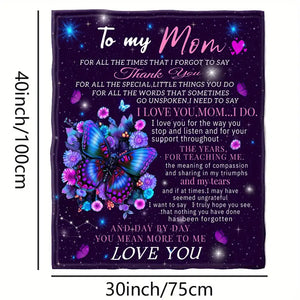 Personalized Mom Blanket, Custom Butterfly Mom Blanket, To My Mom Butterfly Blanket, Message Blanket, Mother Blanket, Mother's Day Gift