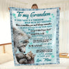 Personalized Grandson Blanket, Custom Wolf Grandson Blanket, To My Grandson Blanket, Message Blanket, Wolves Blanket, Blanket For Grandson
