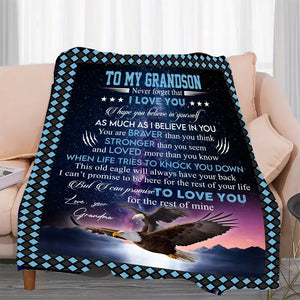 Personalized Eagle Grandson Blanket, Custom Grandson Blanket, To My Grandson Blanket, Message Blanket, Eagle Blanket For Grandson, Grandson Gift