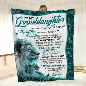 Personalized Granddaughter Blanket, Custom To My Granddaughter Lion Blanket, Lion Granpa and Baby Blanket, Message Blanket, Granddaughter Gift