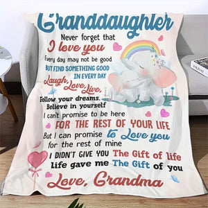Personalized Elephant Blanket, Custom Granddaughter Elepahnt Blanket, To My Granddaughter, Elephant Baby Blanket, Message Blanket, Granddaughter Gift