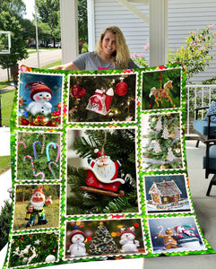 Personalized Christmas Holiday Postage Stamp Blanket, Christmas Blanket, Christmas Santa Snowman Blanket, Christmas Gift