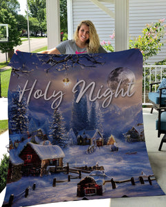 Personalized Holy Night Blanket, Personalized Blanket, Christmas Blanket, Sherpa Blanket, Fleece Blanket, Christmas Gift