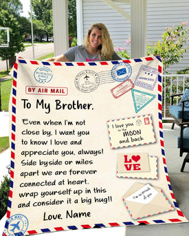 Personalized Letter To My Brother Blanket, Custom Brother Blanket, Letter Blanket, Message Blanket, Birthday Gift Blanket for Sibling