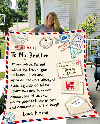 Image of USA Printed Custom Blanket, To My Brother Blanket,  Personalize Blanket, Message Blanket, Birthday Gift Blanket for Sibling