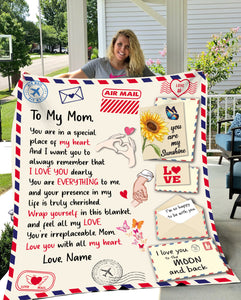 USA Printed Custom Blanket, To My Mom Blanket, Personalized Blanket, Message Blanket, Mother's Day Blanket, Gift for Mom, Gift from Daughter