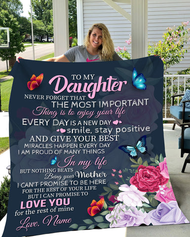 Image of Personalized To My Daughter Blanket,  Floral Daughter Blanket, Message Blanket, Birthday Gift Blanket, Gift For Daughter