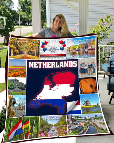 Image of USA Printed - NETHERLANDS Custom Blanket, Minky Blanket, Fleece Blanket, Sherpa Blanket, Gift for Mom, for Her