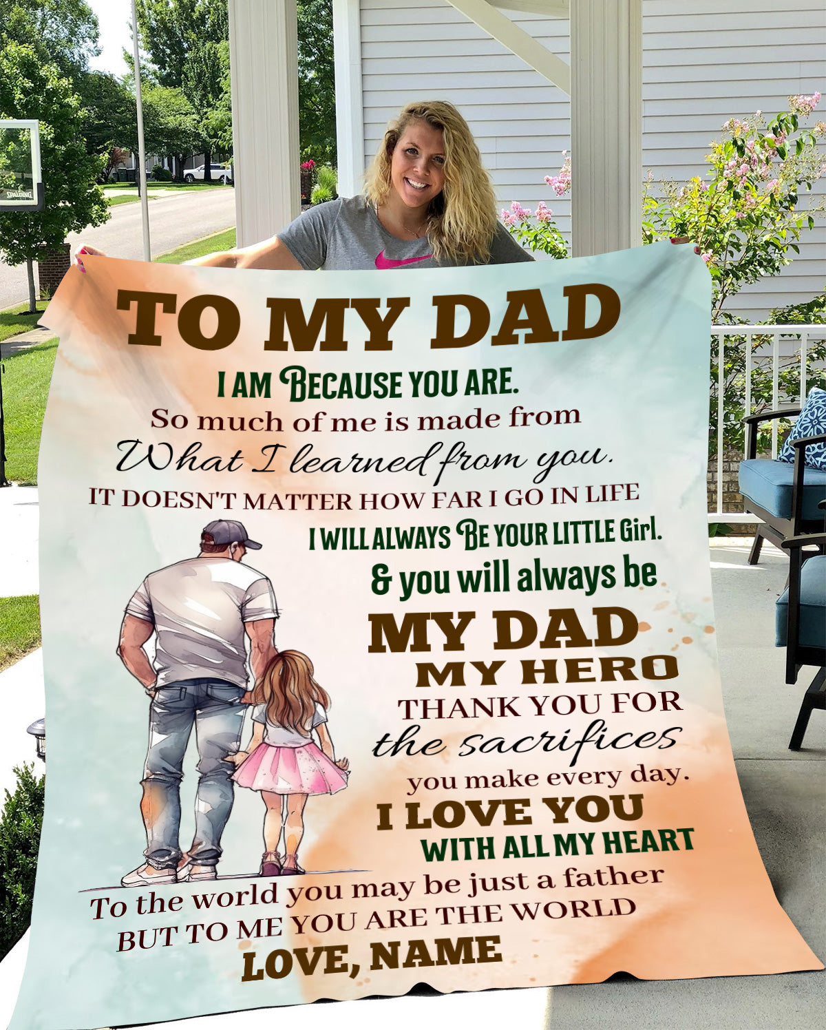 Personalized To My Dad Blanket, Dad & Daughter Message Blanket, Father's Day Blanket, Gift for Dad, Gift from Daughter, Father's Day Gift