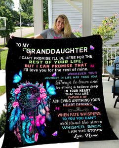 Personalized To My Granddaughter Blanket, Custom Dreamcatcher Granddaughter Blanket, Message Blanket, Gift For Granddaughter