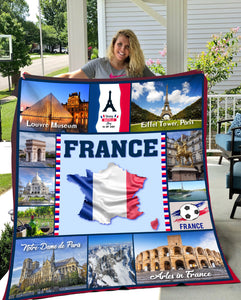 USA Printed - FRANCE Custom Blanket, Minky Blanket, Fleece Blanket, Sherpa Blanket, Gift for Mom, for Her