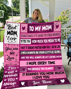 Personalized To My Mom Blanket, Custom Mom Blanket, Message Blanket, Mother Blanket, Gift for Mom, Gift from Daughter, Mother's Day Gift