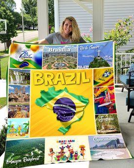 Personalized BRAZIL Custom Blanket, Minky Blanket, Fleece Blanket, Sherpa Blanket, Gift for Mom, Dad