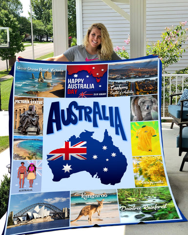 Image of Personalized AUSTRALIA Custom Blanket, Minky Blanket, Fleece Blanket, Sherpa Blanket, Gift for Mom, for Her