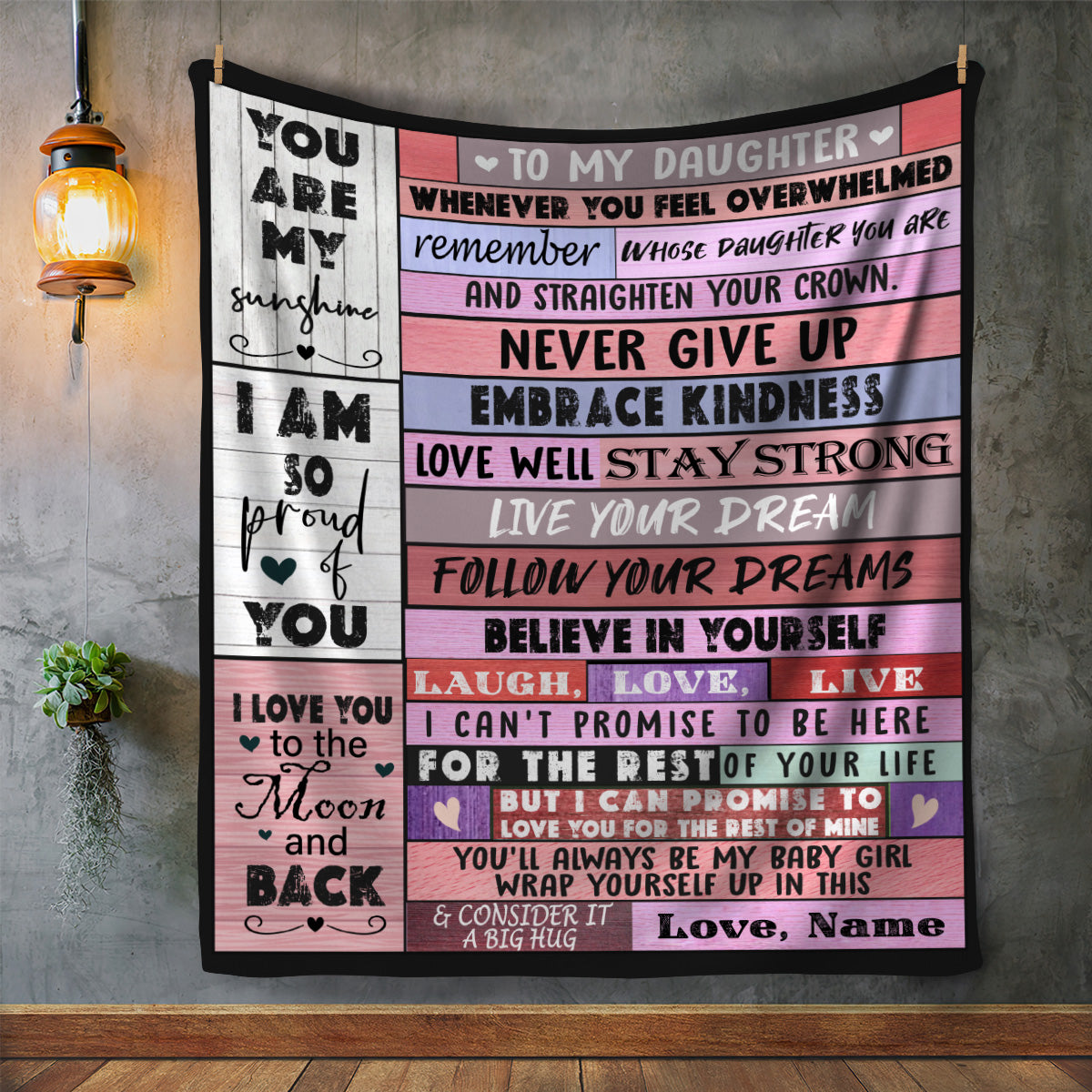 Personalized To My Daughter Blanket, Custom Name Blanket, Daughter Blanket, Message Blanket, Birthday Gift Blanket, Gift For Daughter