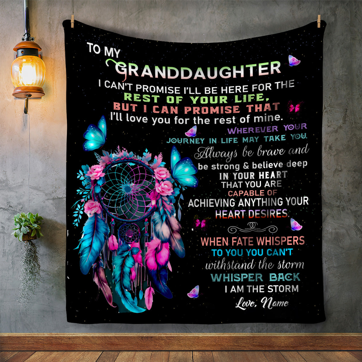 Personalized To My Granddaughter Blanket, Custom Dreamcatcher Granddaughter Blanket, Message Blanket, Gift For Granddaughter