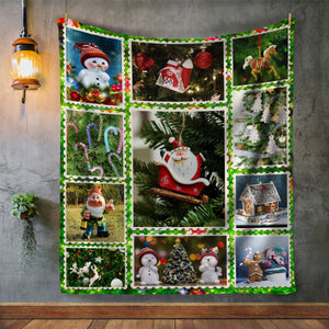Personalized Christmas Holiday Postage Stamp Blanket, Christmas Blanket, Christmas Santa Snowman Blanket, Christmas Gift