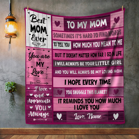 Image of Personalized To My Mom Blanket, Custom Mom Blanket, Message Blanket, Mother Blanket, Gift for Mom, Gift from Daughter, Mother's Day Gift