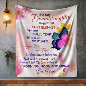 Personalized To My Granddaughter Blanket, Custom Floral Butterfly Granddaughter Blanket, Message Blanket, Birthday Gift, Gift For Granddaughter