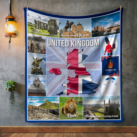 Personalized United Kingdom UK Custom Blanket, Minky Blanket, Fleece Blanket, Sherpa Blanket, Gift for Mom, Dad