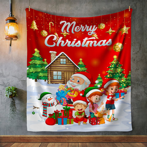 Image of USA Printed Custom Blanket, Merry Christmas Minky Blanket, Sherpa Blanket, Fleece Blanket, Kids Christmas Gift