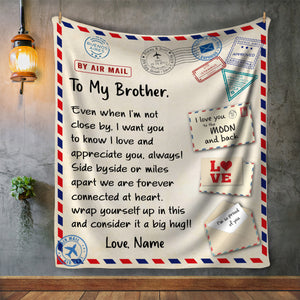 Personalized Letter To My Brother Blanket, Custom Brother Blanket, Letter Blanket, Message Blanket, Birthday Gift Blanket for Sibling