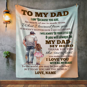 Personalized To My Dad Blanket, Dad & Daughter Message Blanket, Father's Day Blanket, Gift for Dad, Gift from Daughter, Father's Day Gift