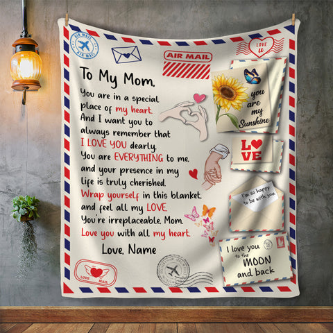 Image of USA Printed Custom Blanket, To My Mom Blanket, Personalized Blanket, Message Blanket, Mother's Day Blanket, Gift for Mom, Gift from Daughter