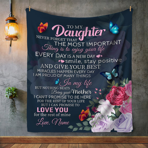 Image of Personalized To My Daughter Blanket,  Floral Daughter Blanket, Message Blanket, Birthday Gift Blanket, Gift For Daughter