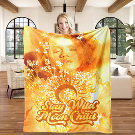 Personalized "Stay Wild Mon Child" Blanket, Custom Girl Stay Wild Blanket, Birthday Gift Blanket, Teen Blanket